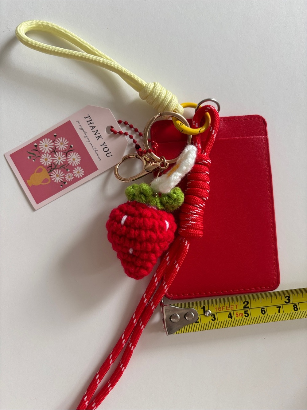 🍓Crochet Strawberry + Cardholder Wristlet Keychain